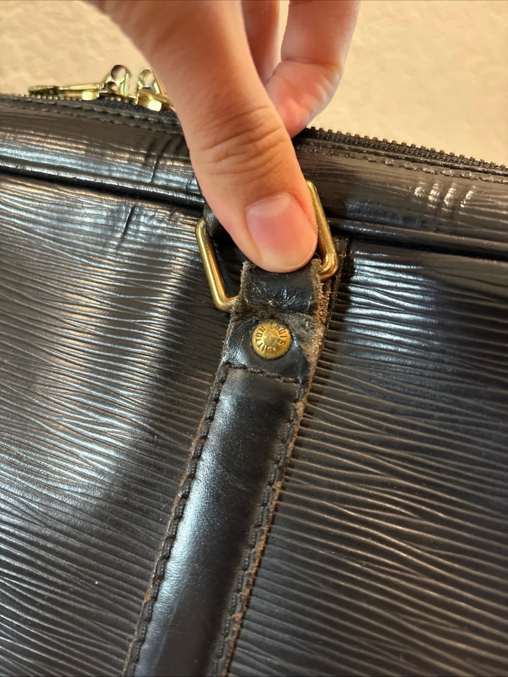 Louis Vuitton BA0996 Porte Documents Voyage Black Epi Handbag